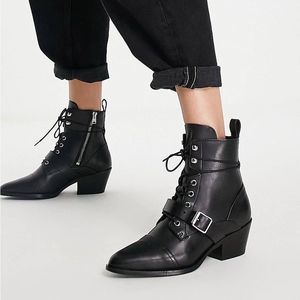 All Saints Katy Leather Ankle Booties Shoes 39 B7
